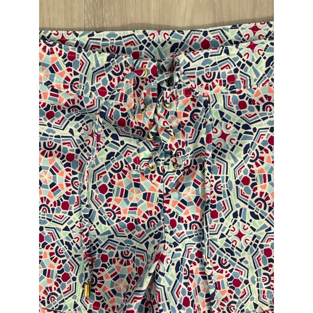 Helen Jon Women Short Geometric Print Board Blue Pink Lace Up Water Resistant 10 - Picture 7 of 9